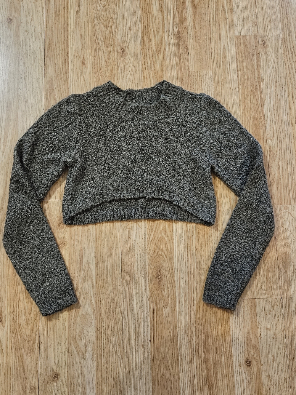Wild Fable Cropped Long-Sleeve Sweater - Olive Green Size Small